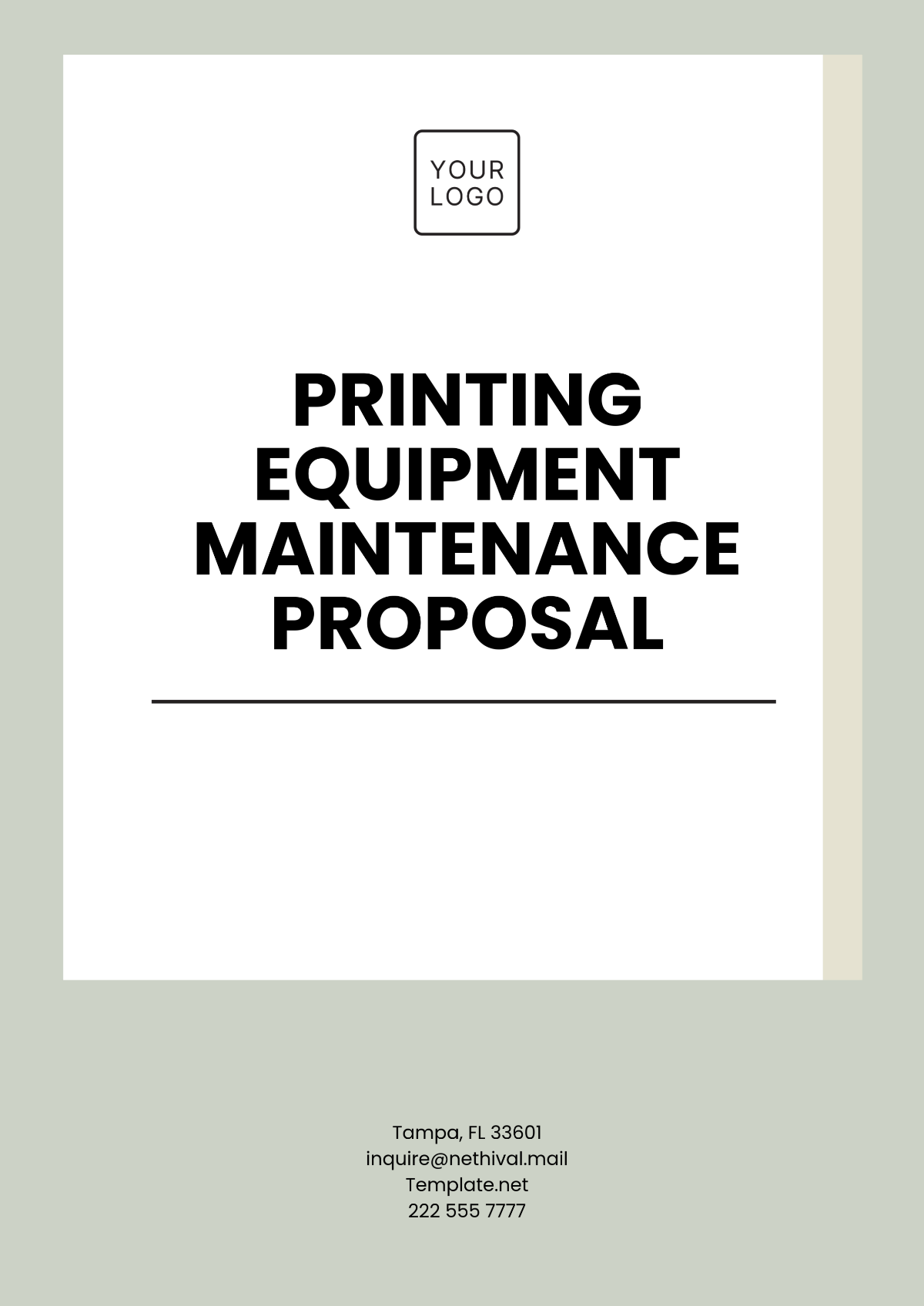 Printing Equipment Maintenance Proposal Template - Edit Online & Download