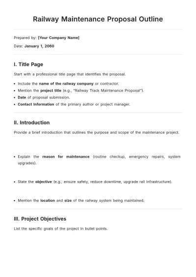 Free Railway Maintenance Proposal Layout Template to Edit Online