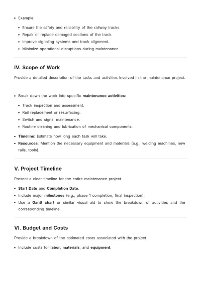 Free Railway Maintenance Proposal Layout Template to Edit Online