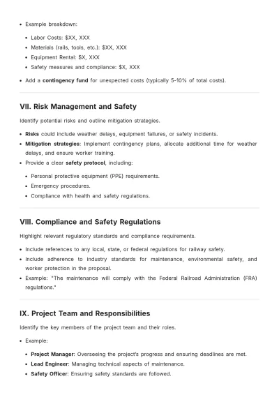 Free Railway Maintenance Proposal Layout Template to Edit Online