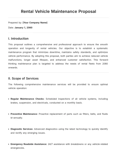 Free Rental Vehicle Maintenance Proposal Template to Edit Online