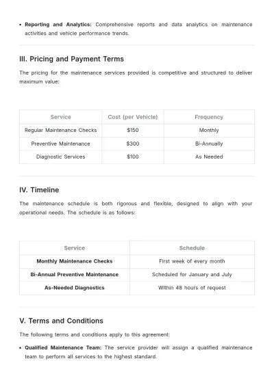 Free Rental Vehicle Maintenance Proposal Template to Edit Online