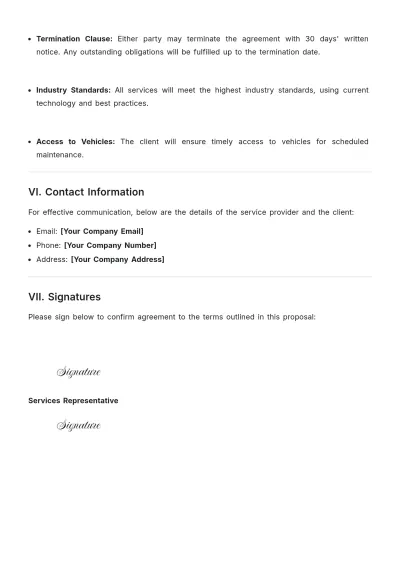 Free Rental Vehicle Maintenance Proposal Template to Edit Online