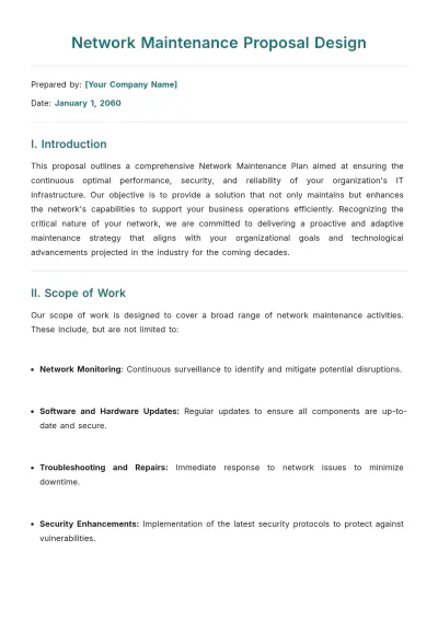 Free Network Maintenance Proposal Design Template to Edit Online
