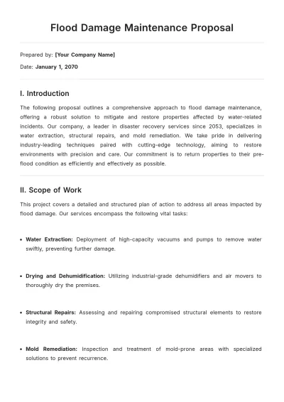Free Flood Damage Maintenance Proposal Template to Edit Online