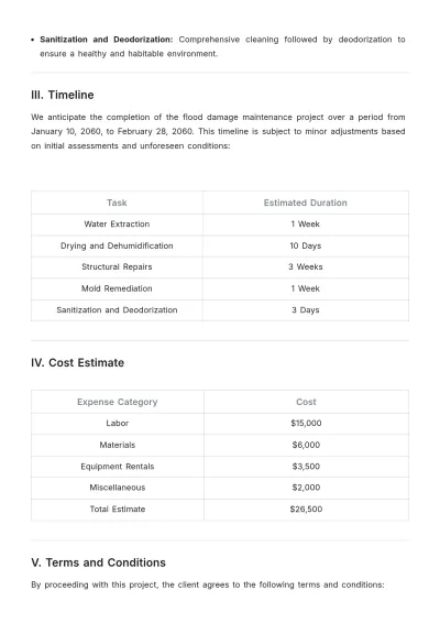 Free Flood Damage Maintenance Proposal Template to Edit Online