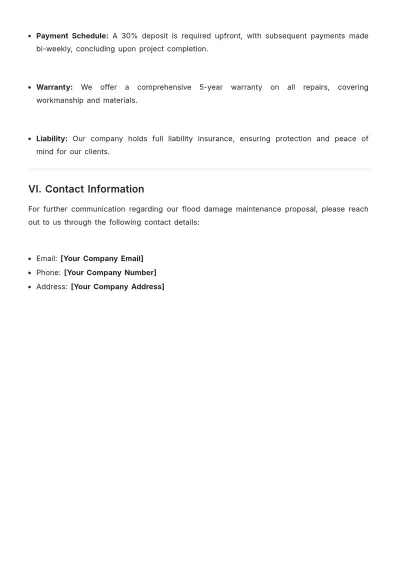 Free Flood Damage Maintenance Proposal Template to Edit Online