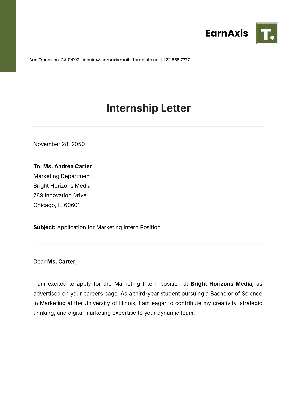 Internship Letter Template - Edit Online & Download