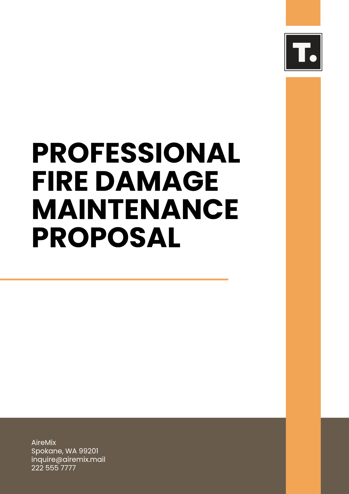 Professional Fire Damage Maintenance Proposal Template - Edit Online & Download