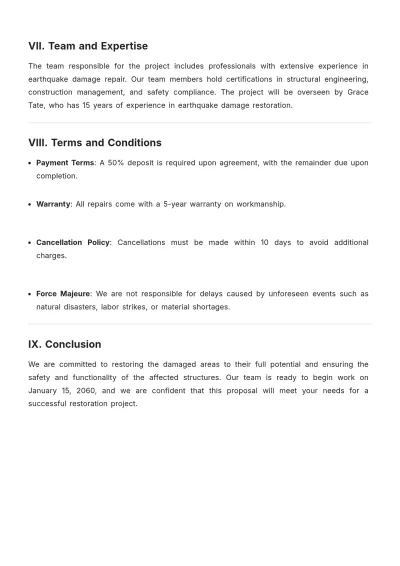 Free Earthquake Damage Maintenance Proposal Template to Edit Online