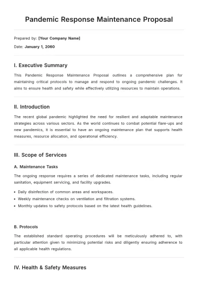 Free Pandemic Response Maintenance Proposal Template to Edit Online