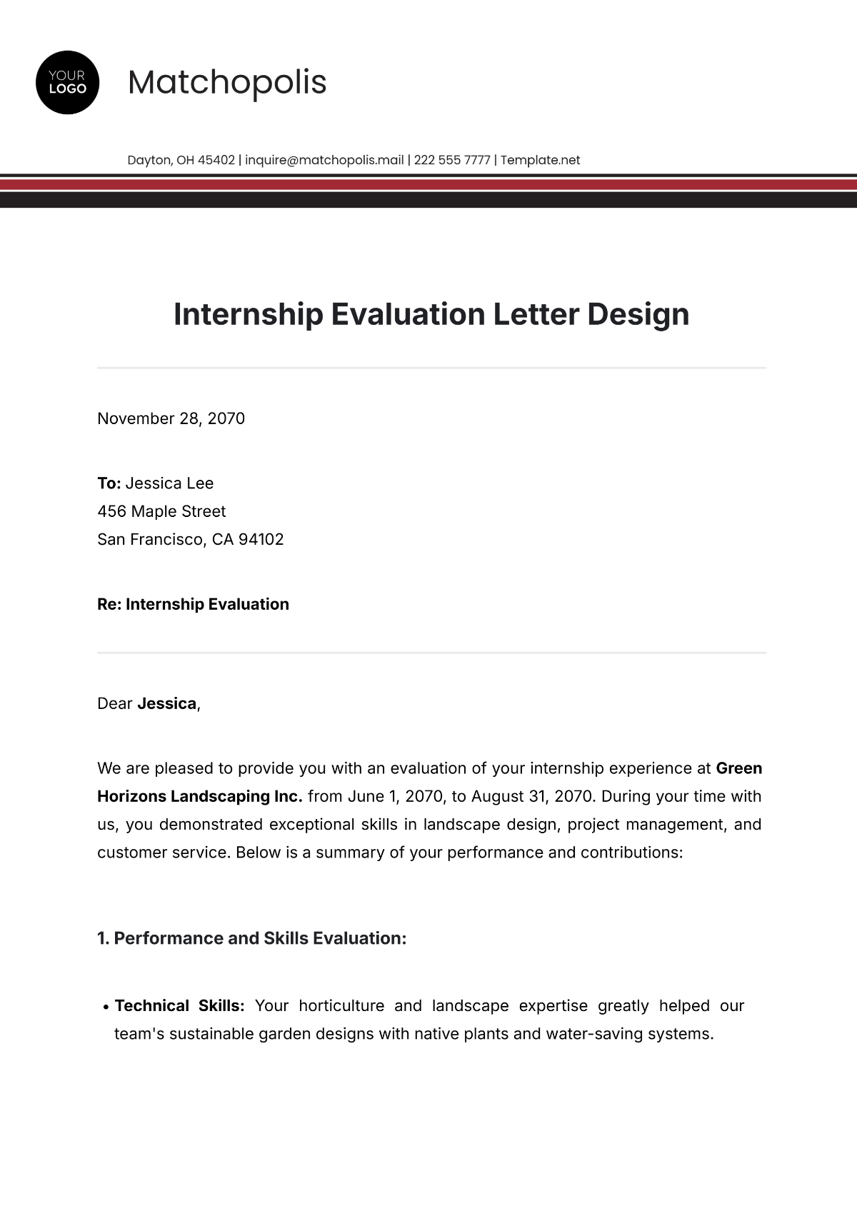 Internship Evaluation Letter Design Template - Edit Online & Download