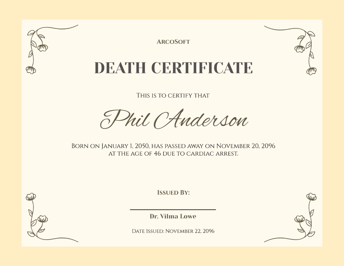 Blank Death Certificate Template - Edit Online & Download