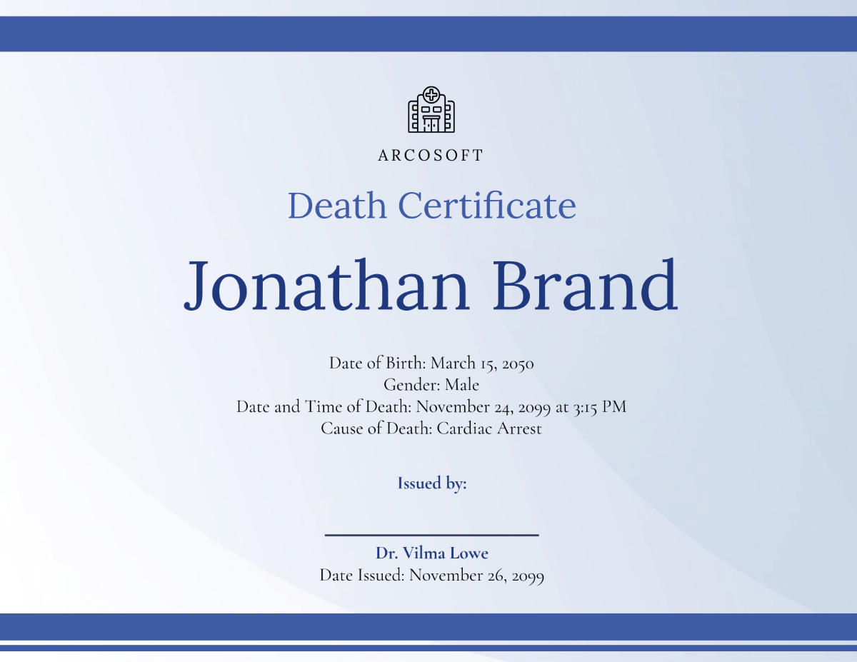 Hospital Death Certificate Template - Edit Online & Download