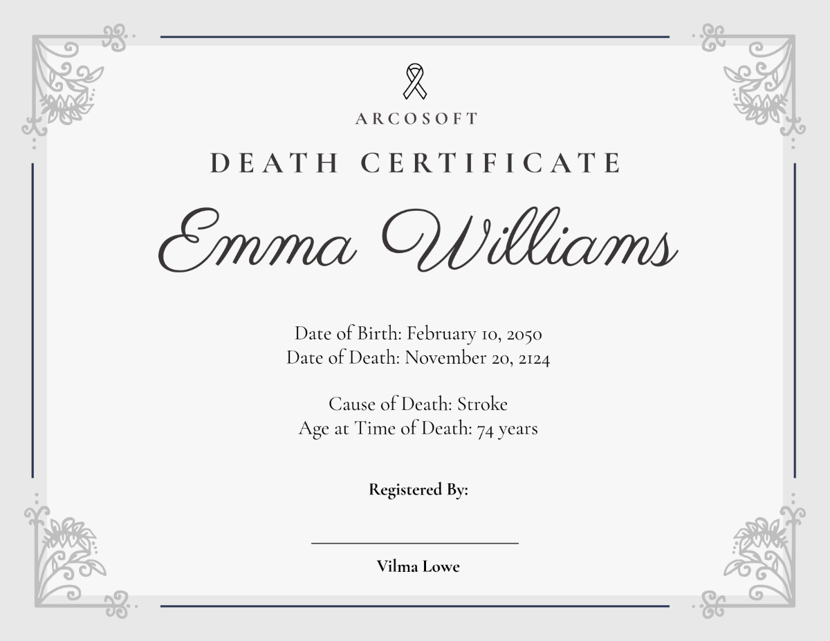 Sample Death Certificate Template - Edit Online & Download