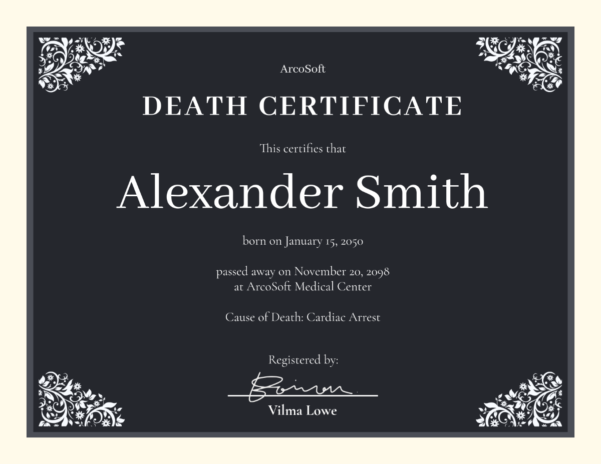 Fillable Death Certificate Template - Edit Online & Download