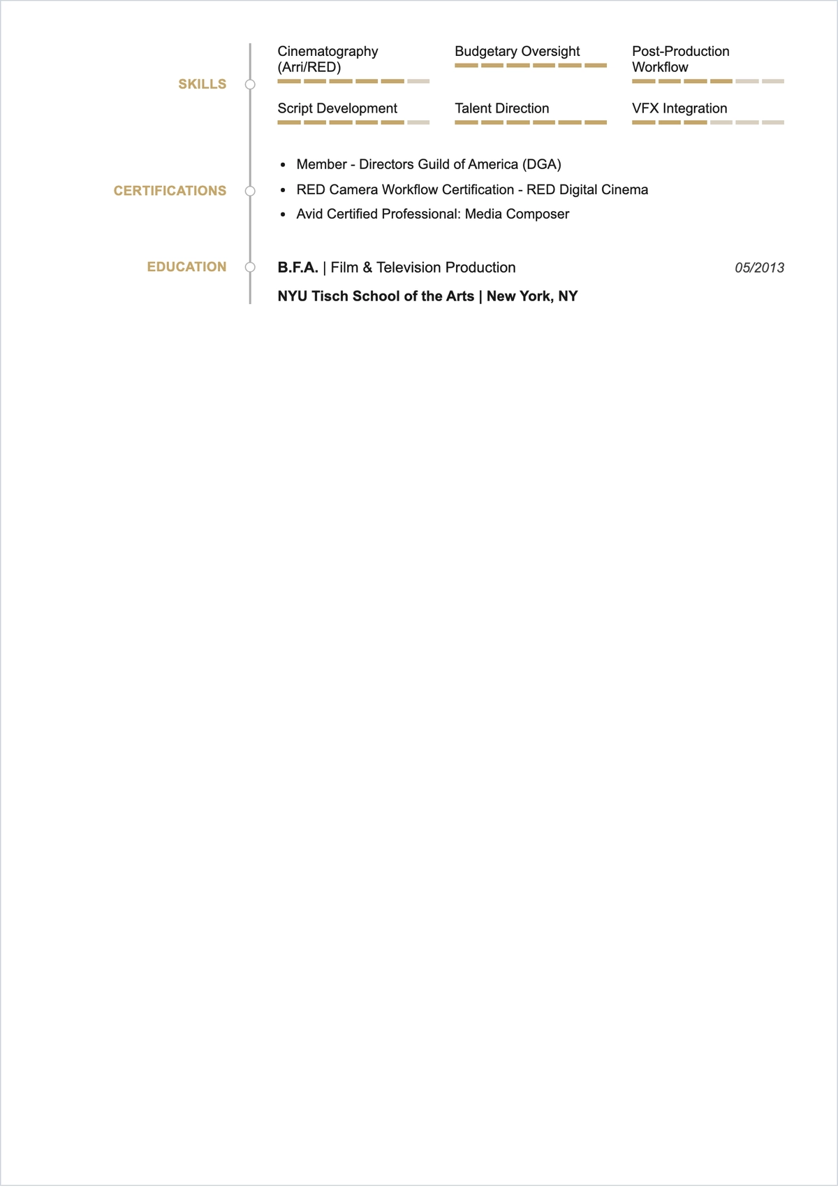Free Film ATS Resume Template, AI Resume Builder
