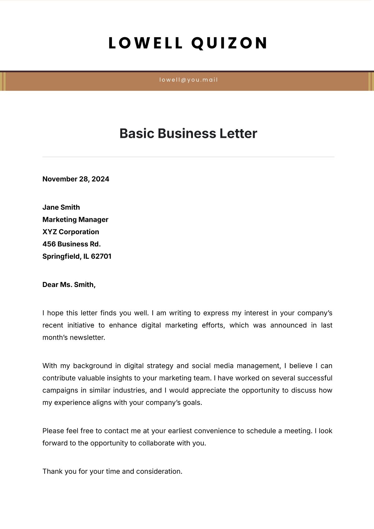 Free Basic Business Letter Template Edit Online Download Template Net