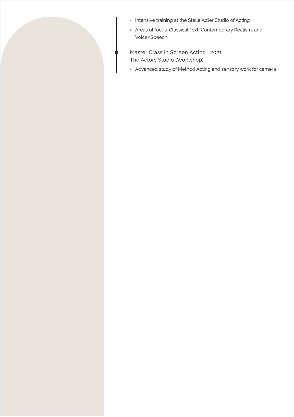 Free Sample Film Actor ATS Resume Template, AI Resume Builder