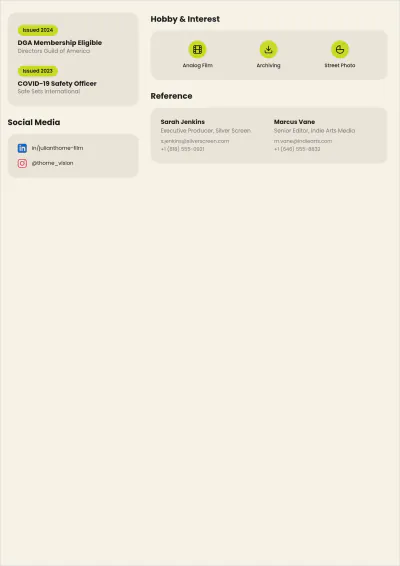 Free Beginner Film Director ATS Resume Template, AI Resume Builder