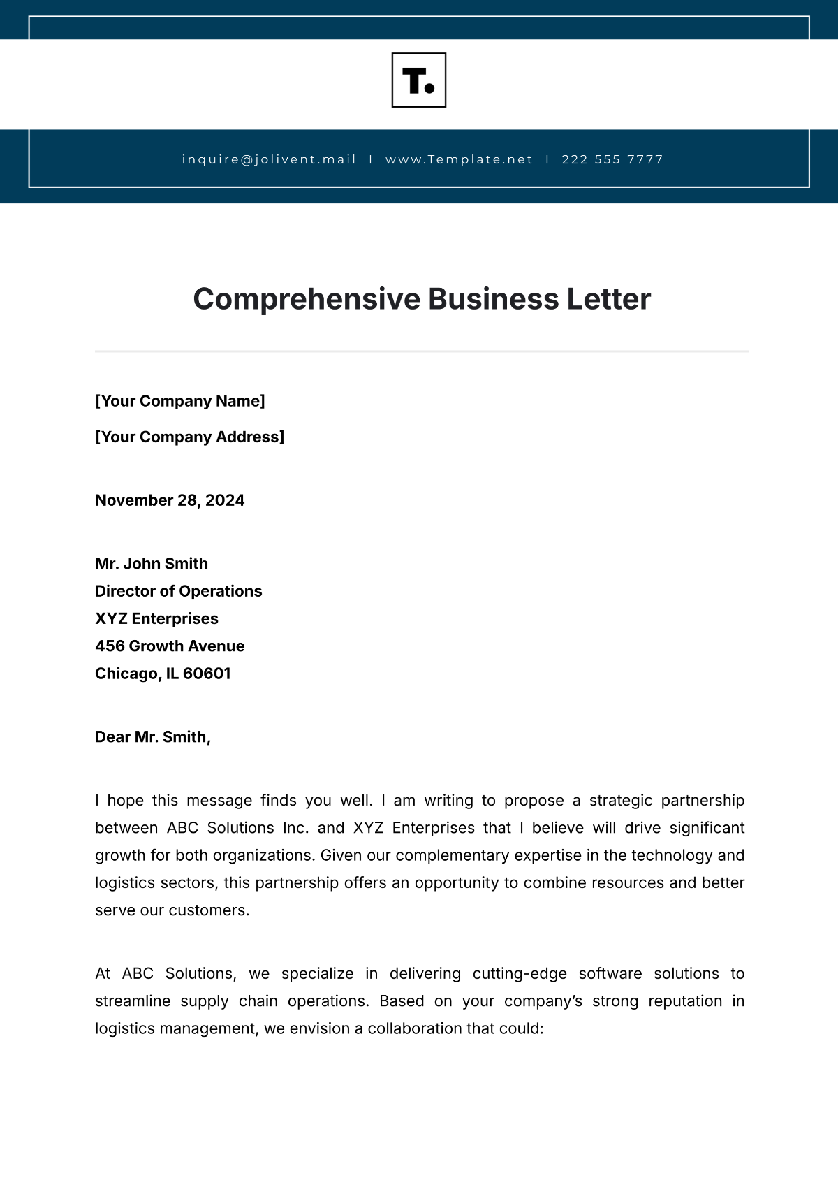 Free Comprehensive Business Letter Template