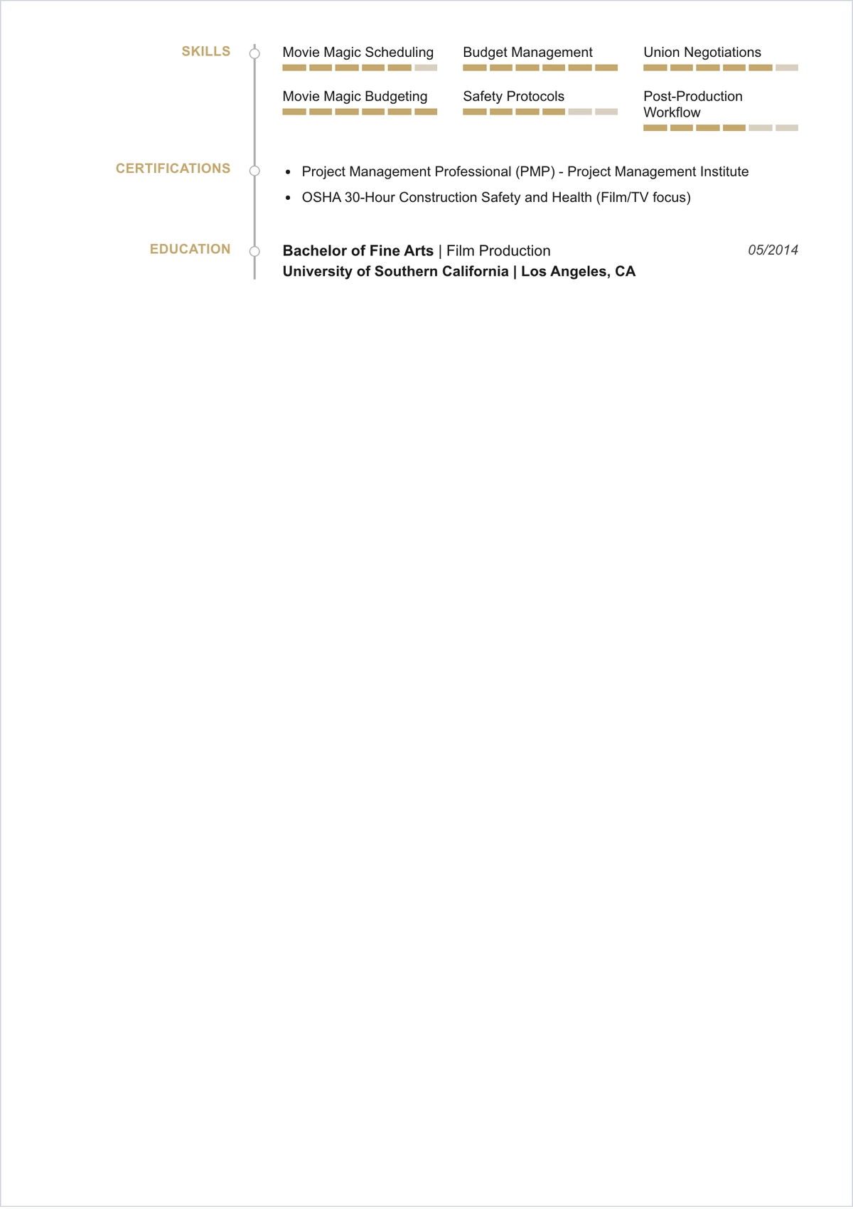 Free Film Production Manager ATS Resume Template, AI Resume Builder