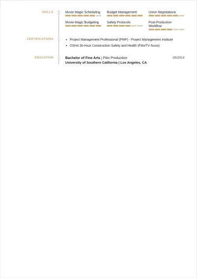 Free Film Production Manager ATS Resume Template, AI Resume Builder