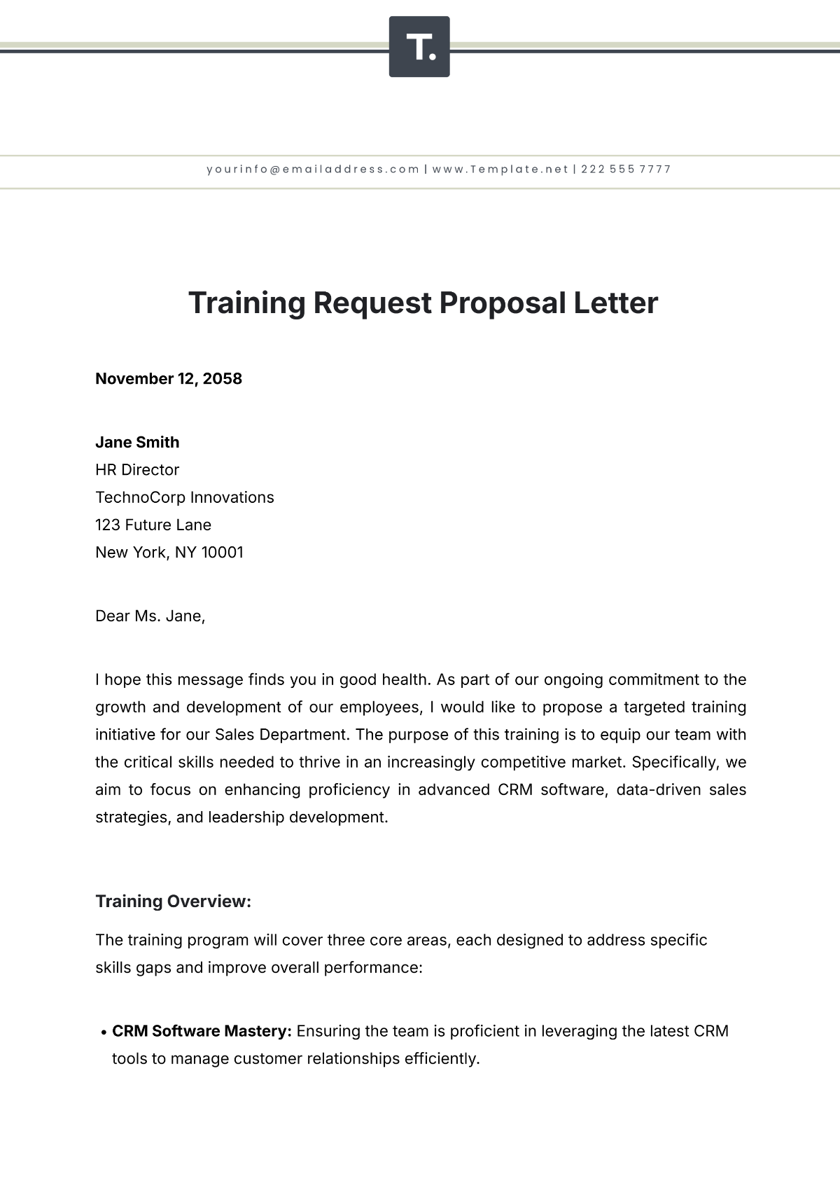 Training Request Proposal Letter Template - Edit Online & Download