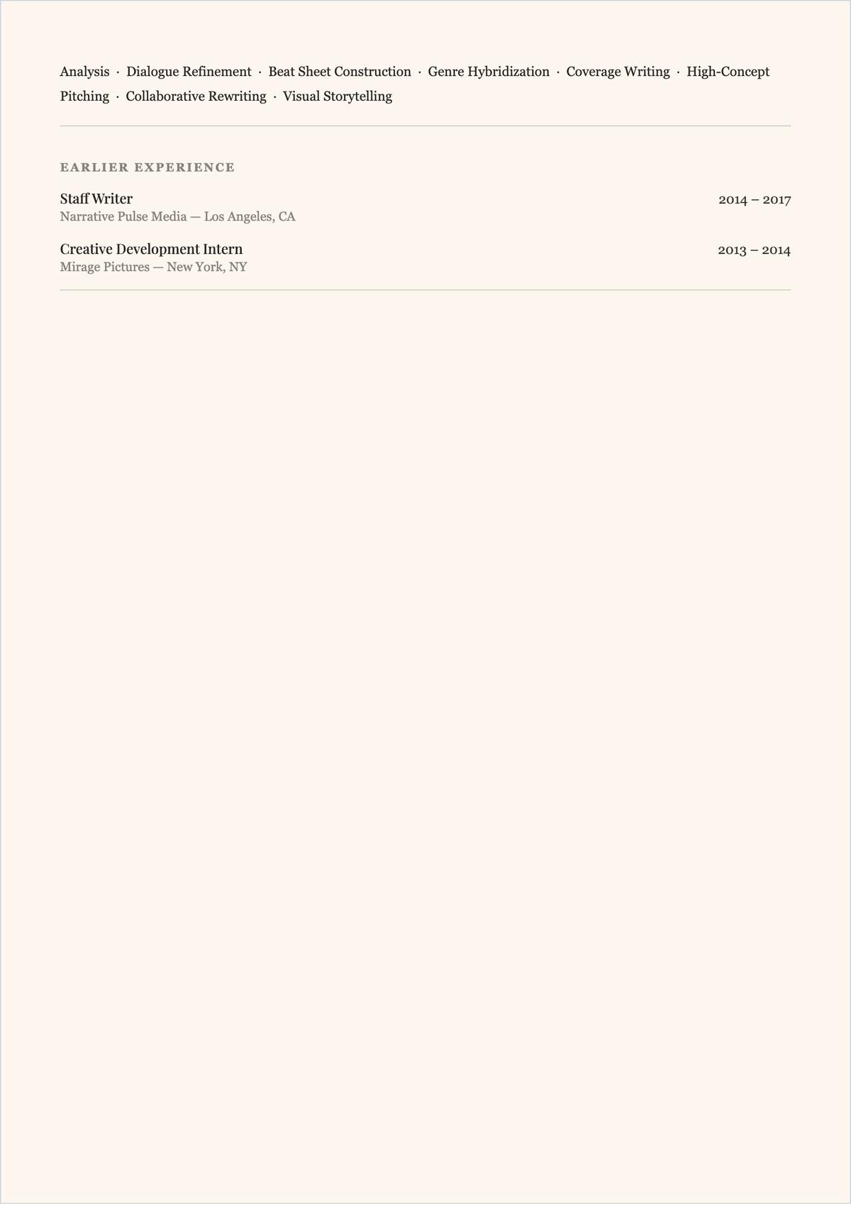 Free Film Screenwriter ATS Resume Template, AI Resume Builder