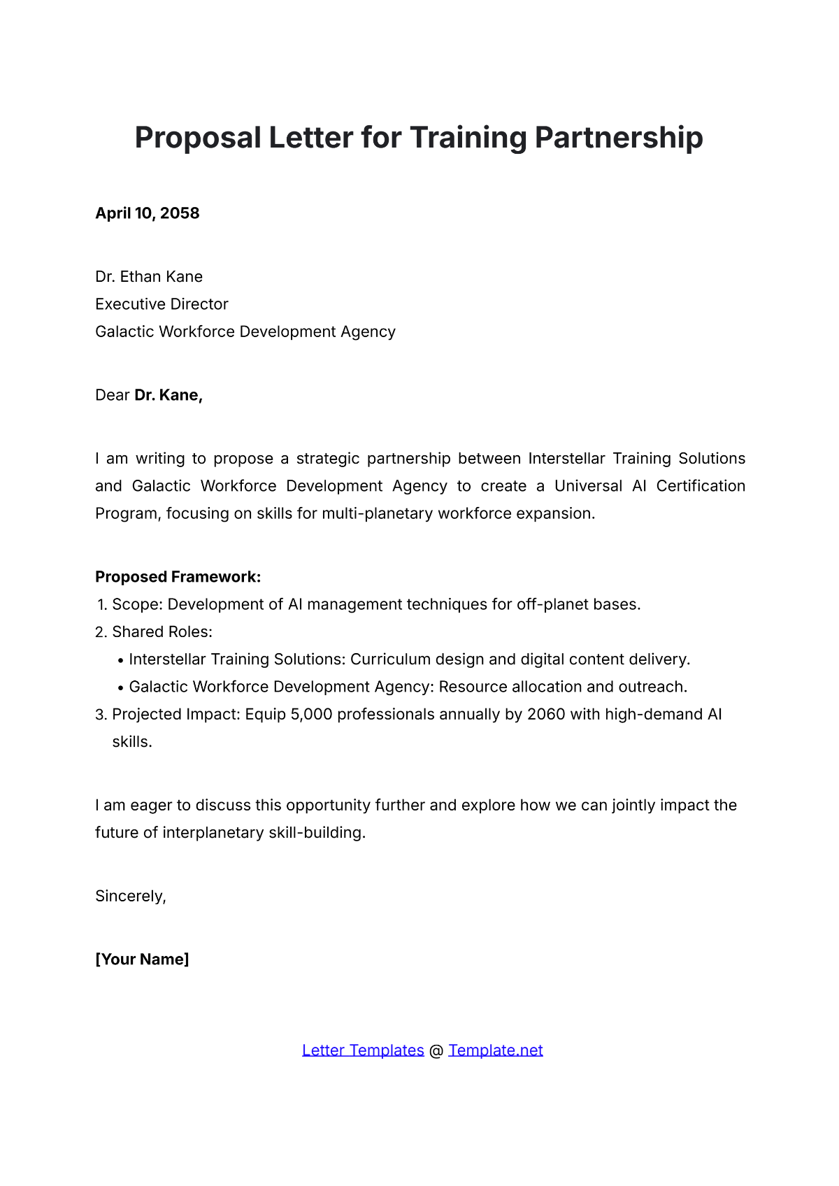 Proposal Letter for Training Partnership Template - Edit Online & Download