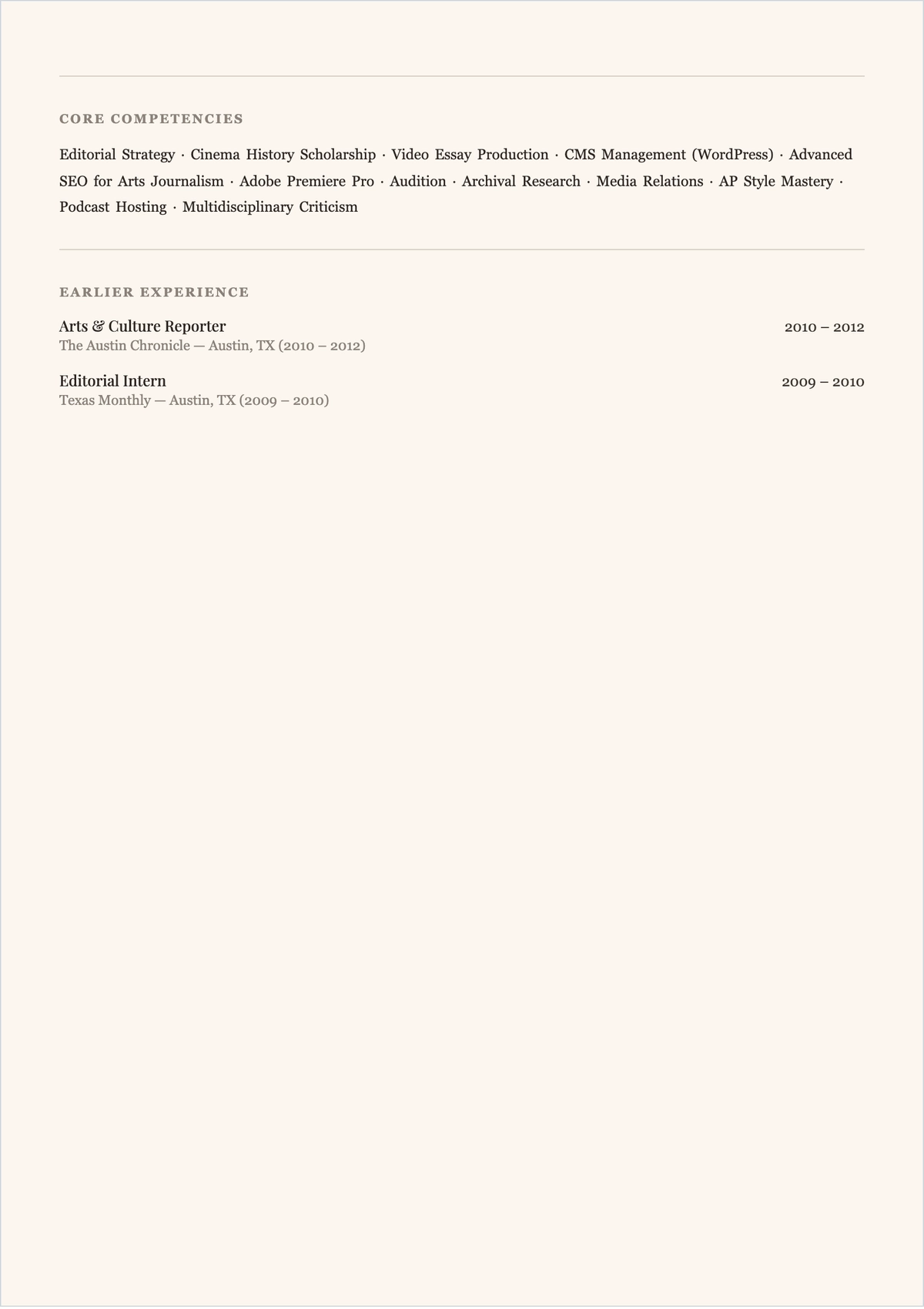 Free Professional Film Critic ATS Resume Template, AI Resume Builder