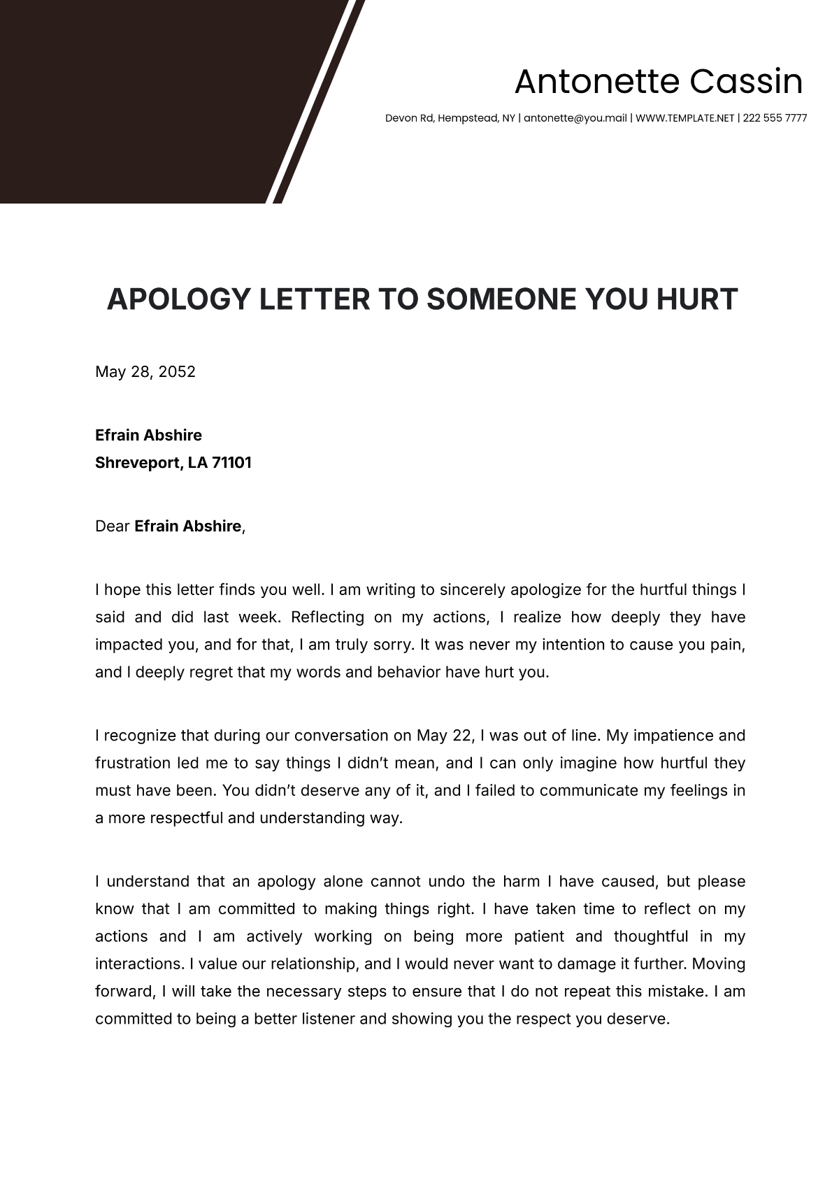 Apology Letter to Someone You Hurt Template - Edit Online & Download