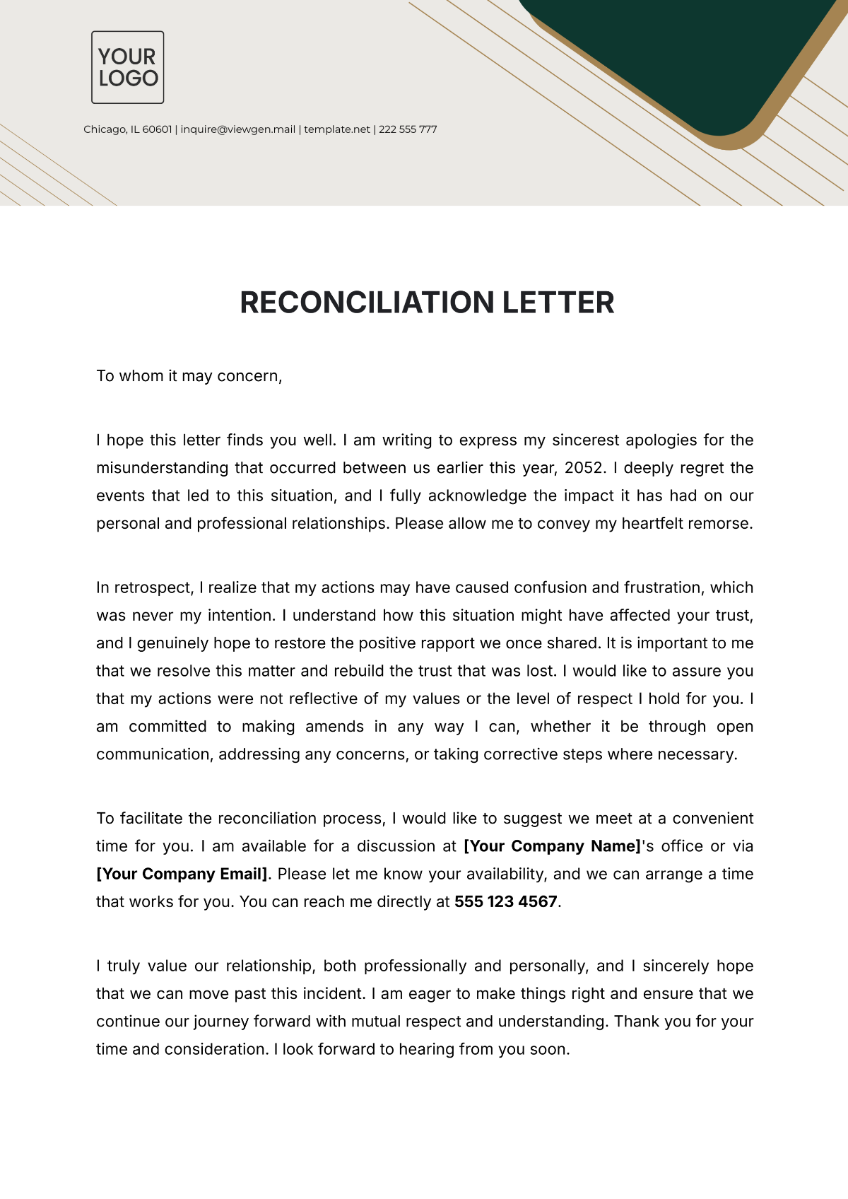 Reconciliation Letter Template - Edit Online & Download