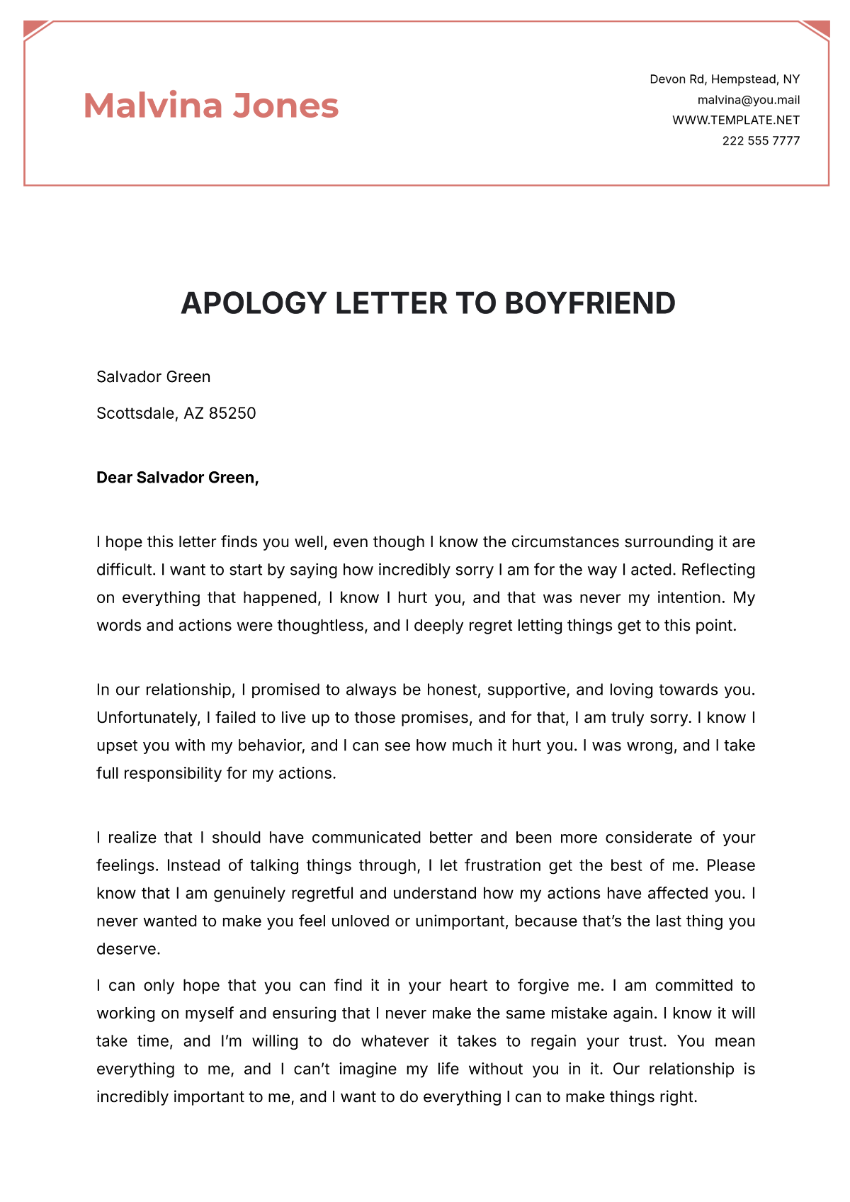 Apology Letter to Boyfriend Template - Edit Online & Download