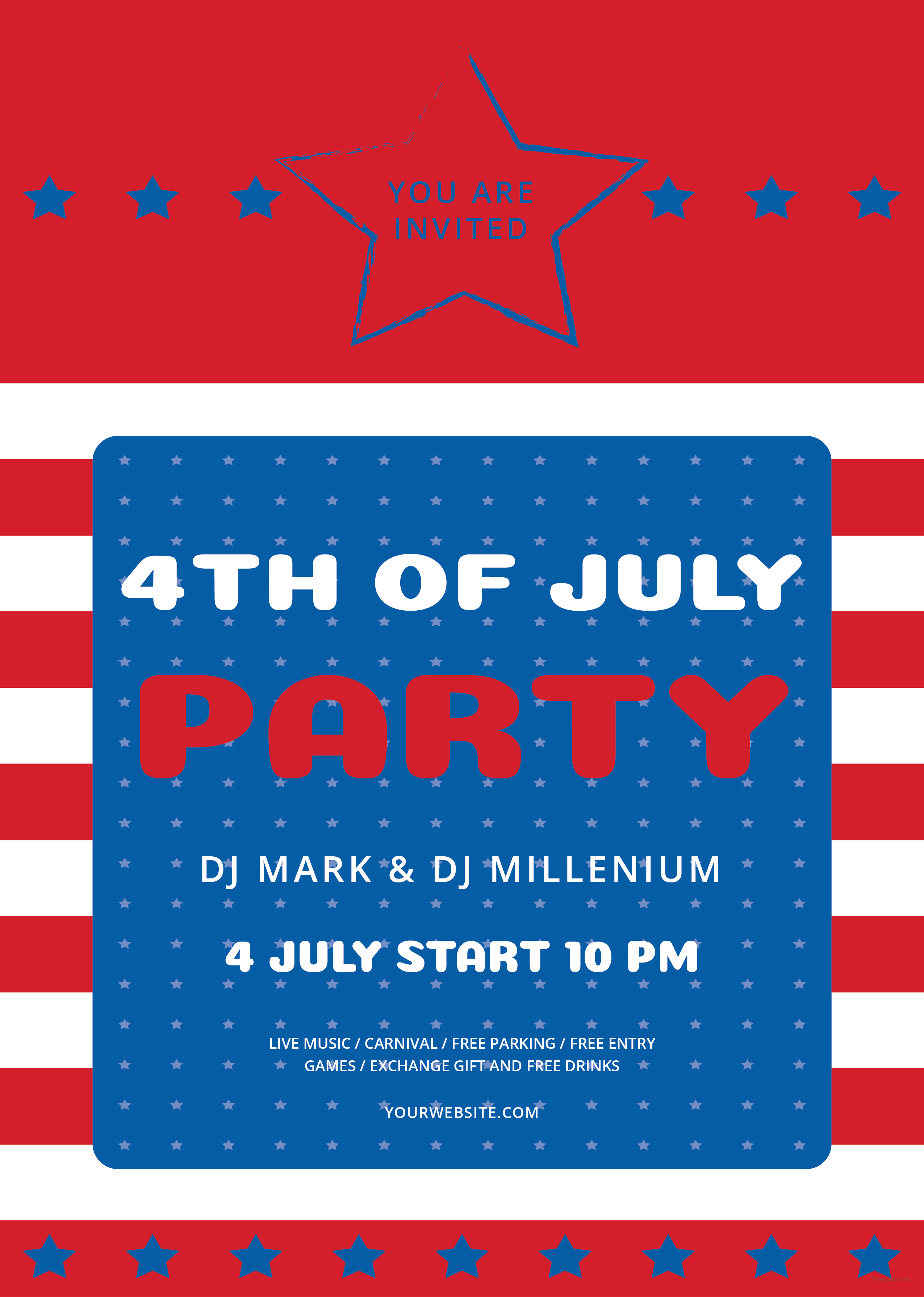 Free 4th Of July Flyer Template In Abobe Illustrator Template