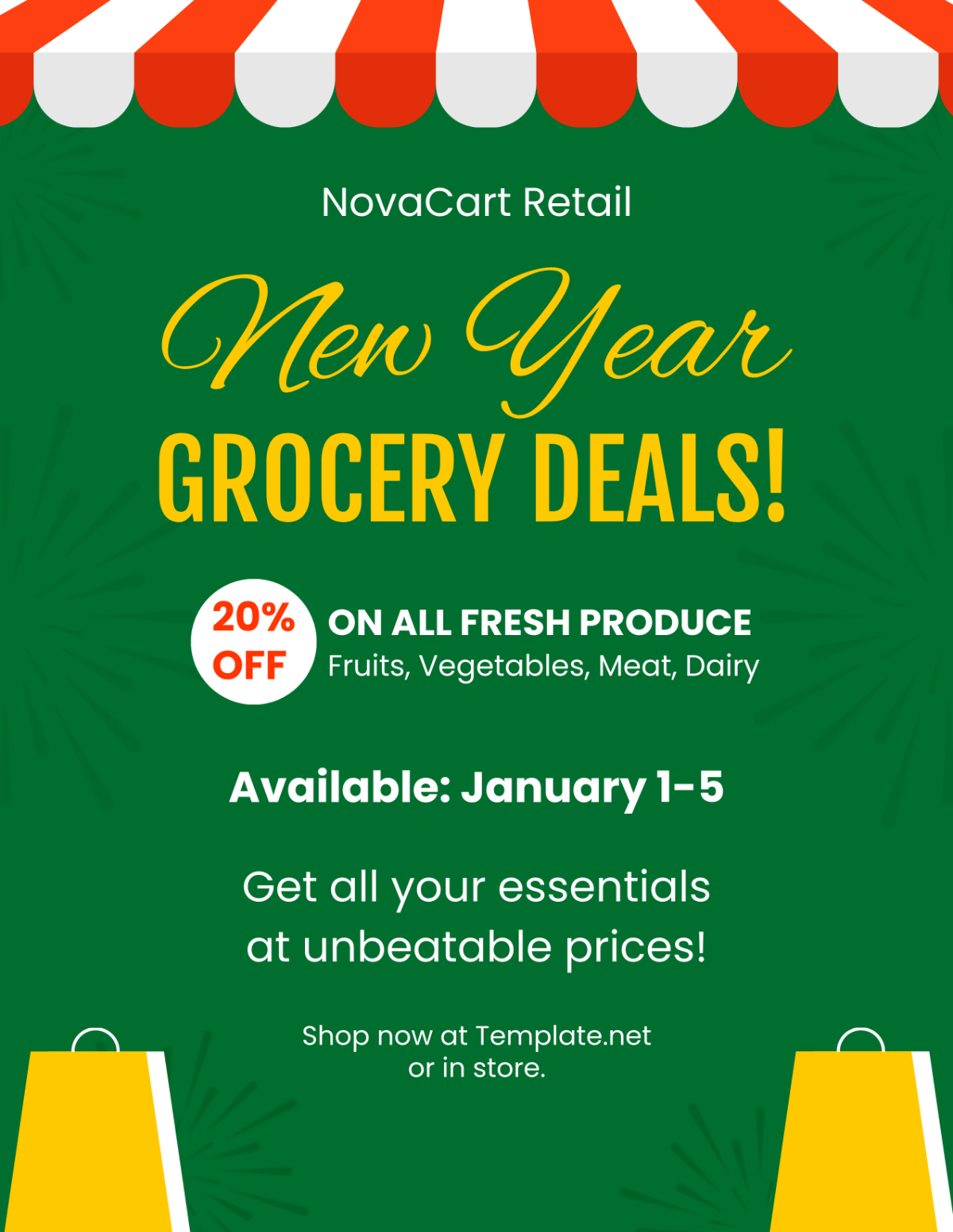 Free Supermarket New Year Sale Flyer Template - Edit Online & Download