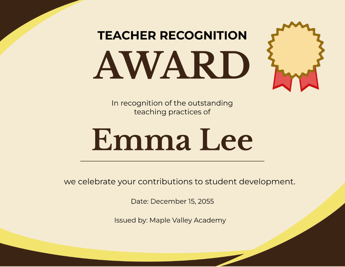 Teacher Recognition Certificate Template - Edit Online & Download