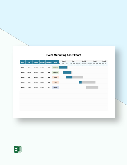 Example Hotel Gantt Chart Template - Excel