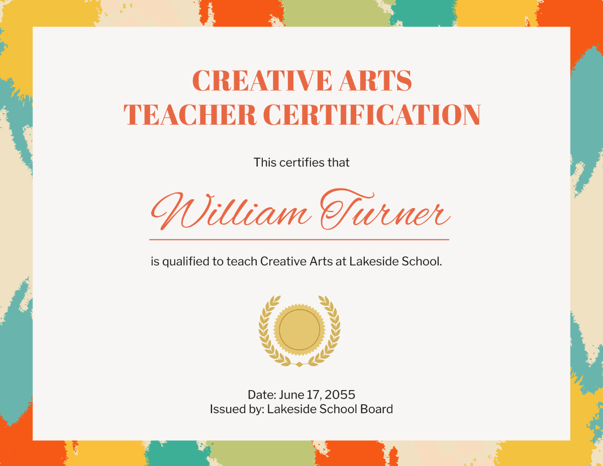 Free Creative Art Teacher Certificate Template - Edit Online & Download