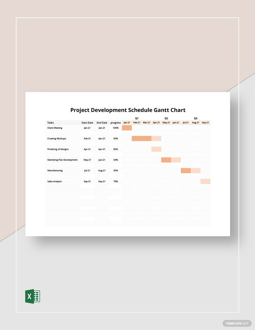 Project Development Schedule Gantt Chart Template