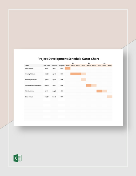 Project Development Schedule Gantt Chart Template - Excel