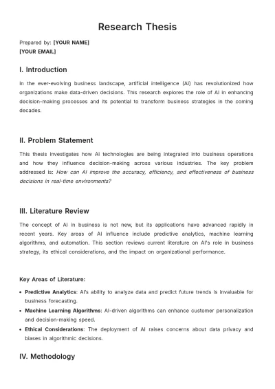 Free Research Thesis Template to Edit Online | Template.net to Edit Online