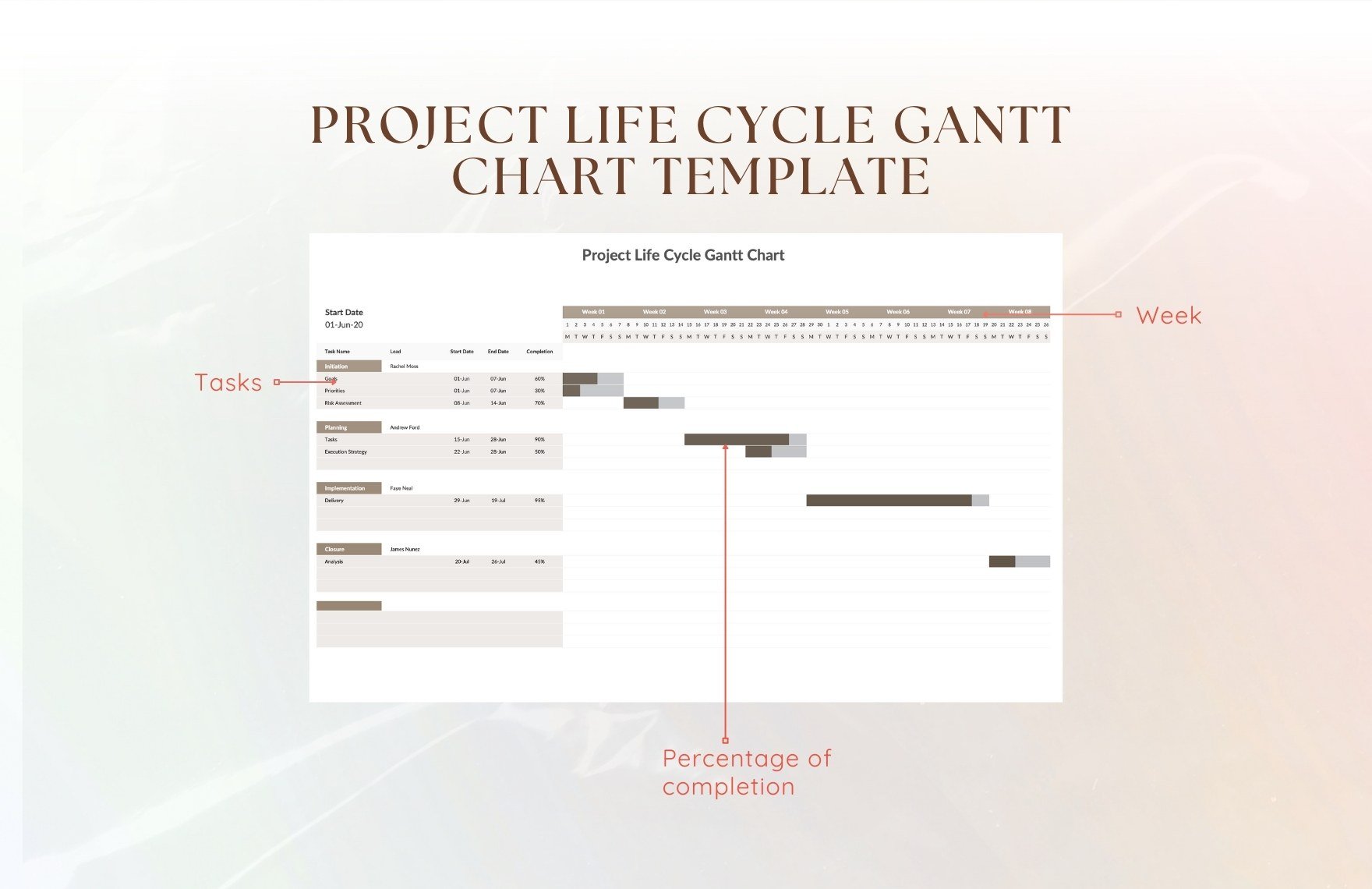 Project Life Cycle Gantt Chart Template