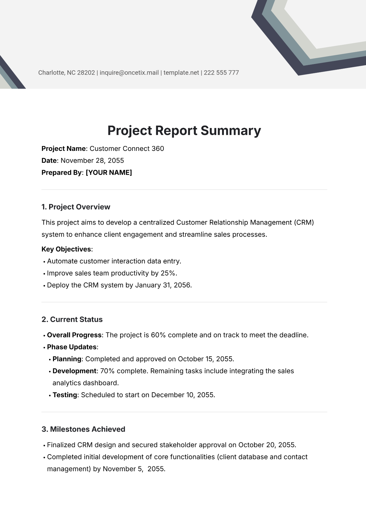 Project Report Summary Template - Edit Online & Download