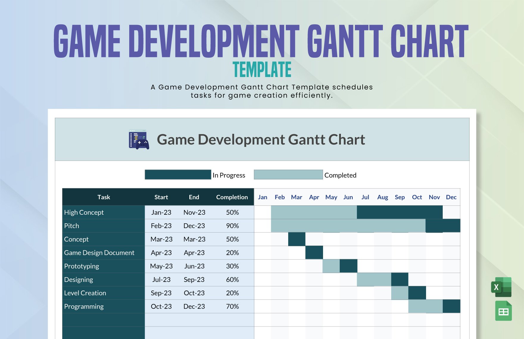 Free Game Development Gantt Chart Template