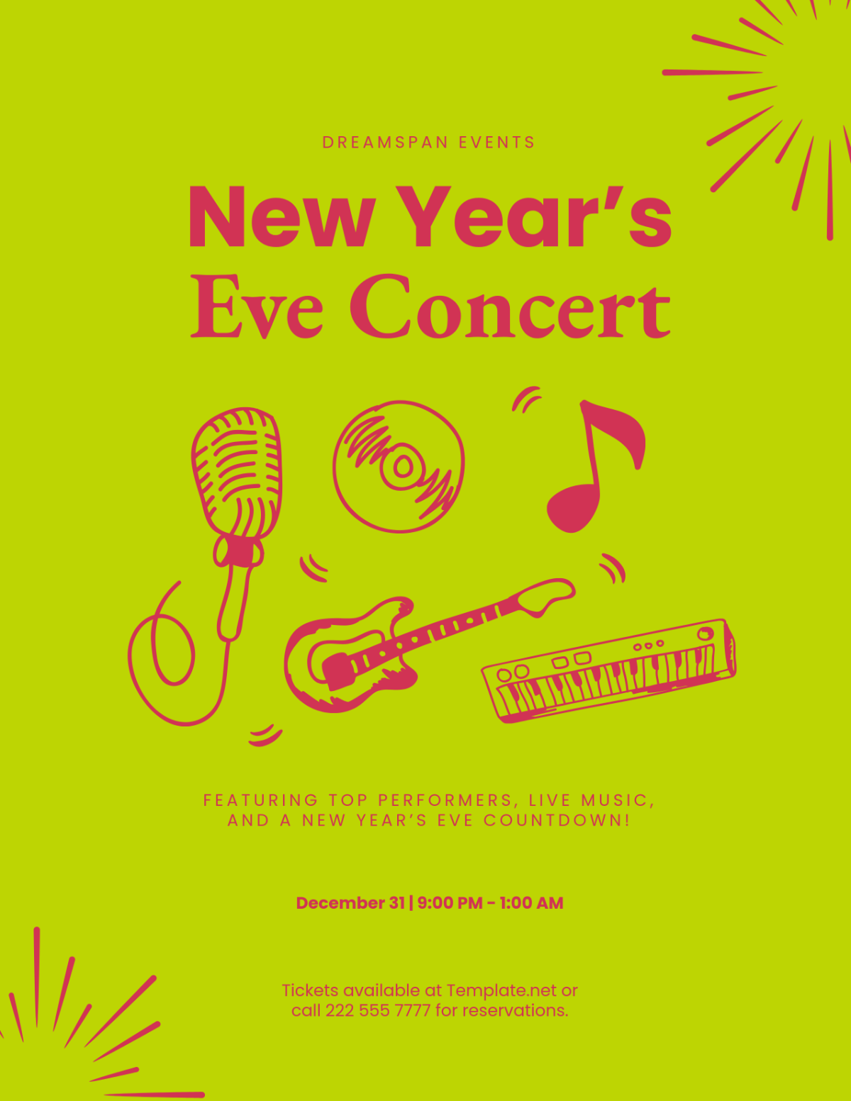 Free New Year's Eve Concert Flyer Template - Edit Online & Download