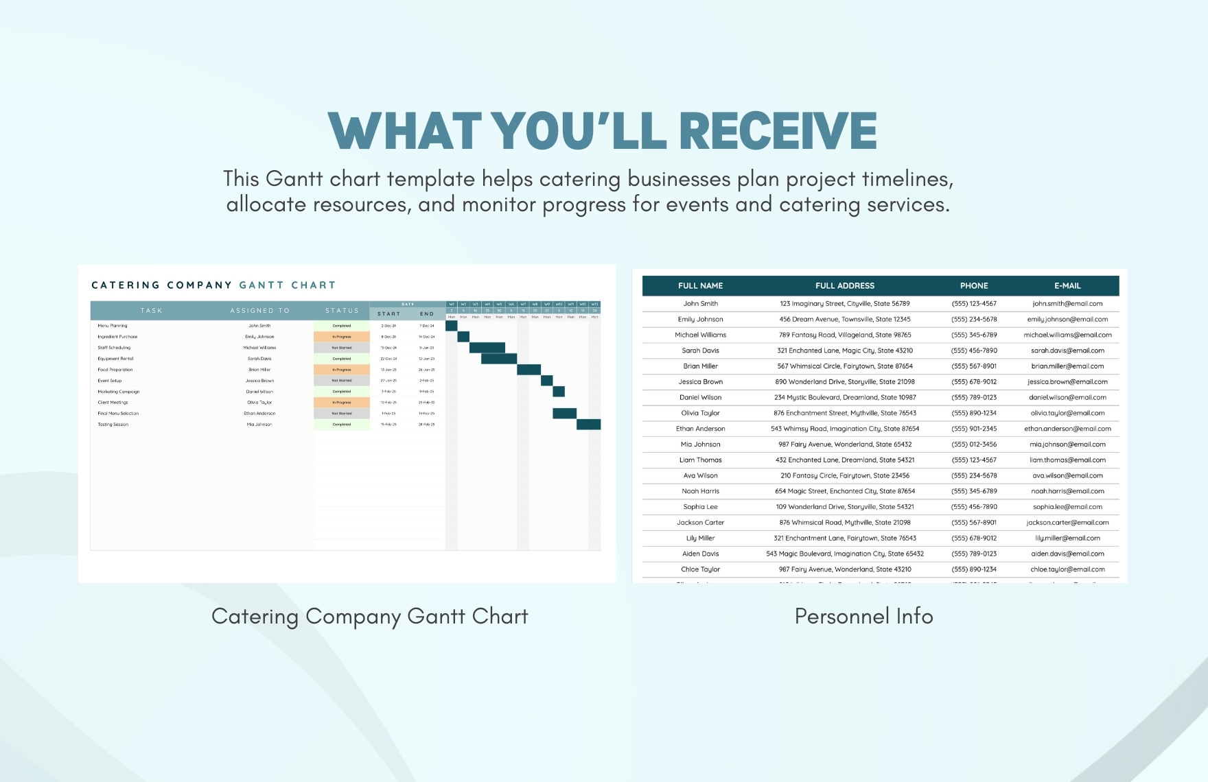 Catering Company Gantt Chart Template