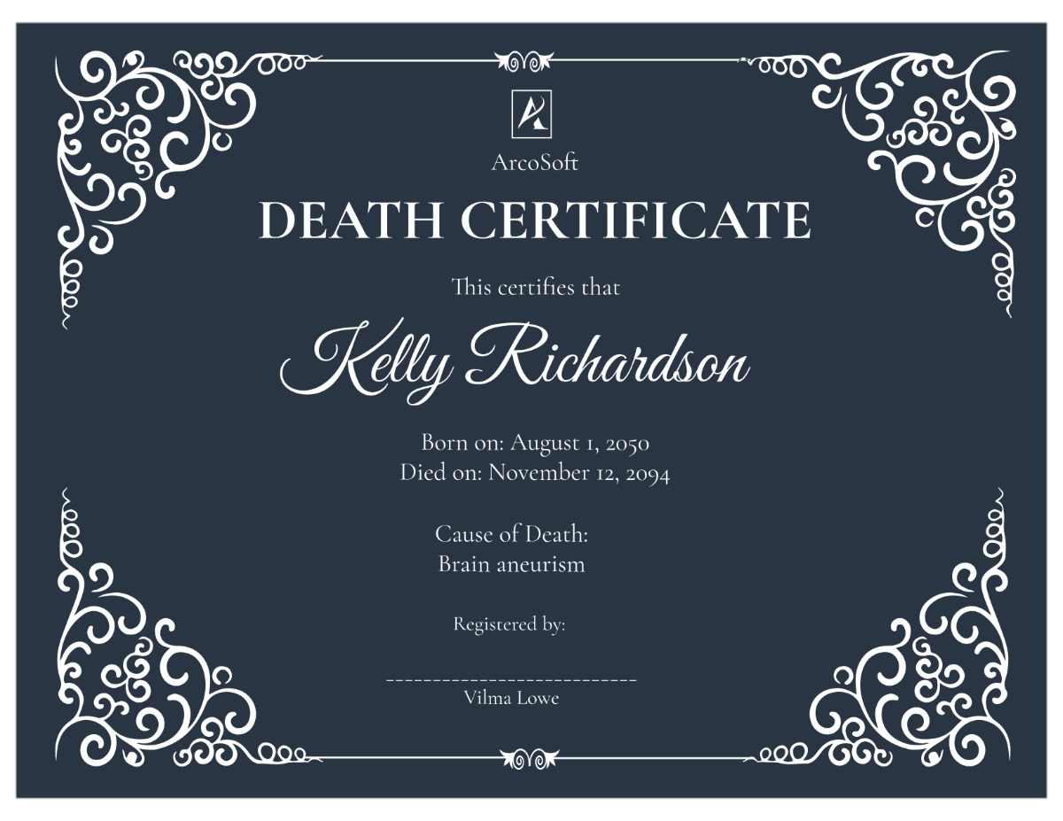 High Resolution Death Certificate Template - Edit Online & Download