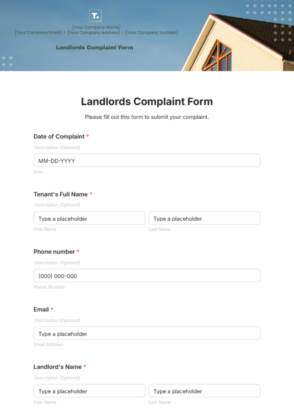 Landlords Complaint Form Template - Edit Online & Download