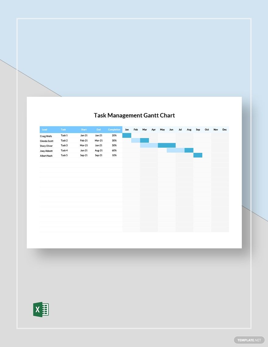 Task Management Gantt Chart Template in Excel - Download | Template.net